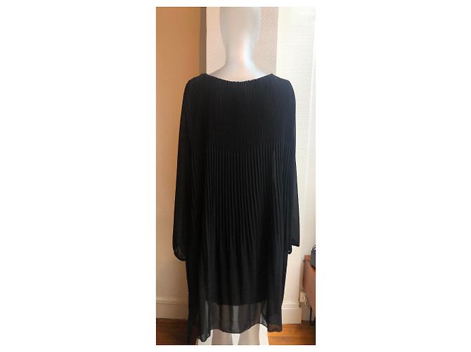 Autre Marque J&L Plissiertes Fließendes Kleid Schwarz - Ansicht 4