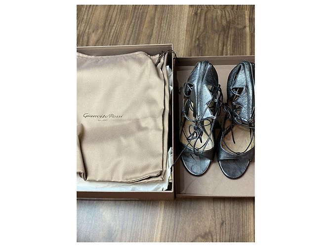 Gianvito Rossi Sandaletten im Gladiator-Stil von Pop Piombe Silber Grau Metallisch - Ansicht 6