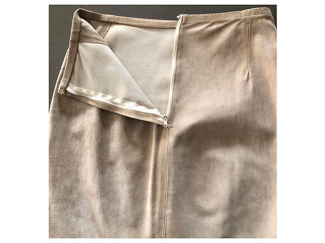 Autre Marque Falda de ante beige con flecos - vista 3