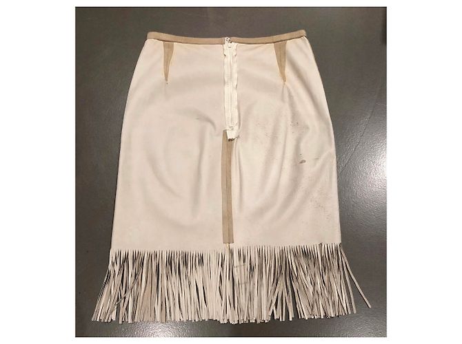 Autre Marque Falda de ante beige con flecos - vista 6