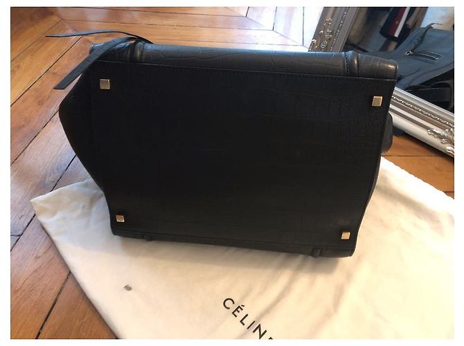 Luggage Céline Gepäck Phantom Croc geprägtes Leder Schwarz - Ansicht 3