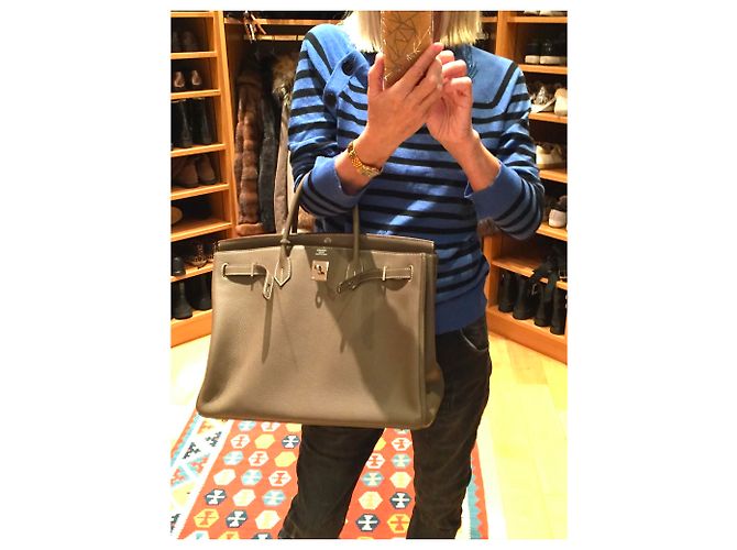 Hermès Birkin 40 étoupe Beige - vista 11