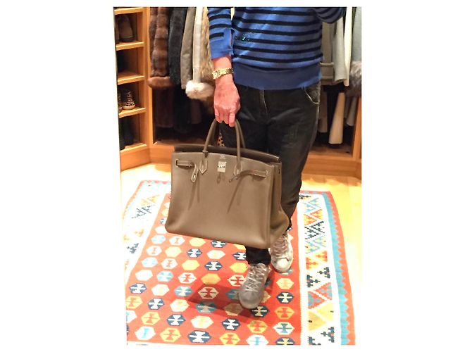 Hermès Birkin 40 étoupe Beige - vista 12