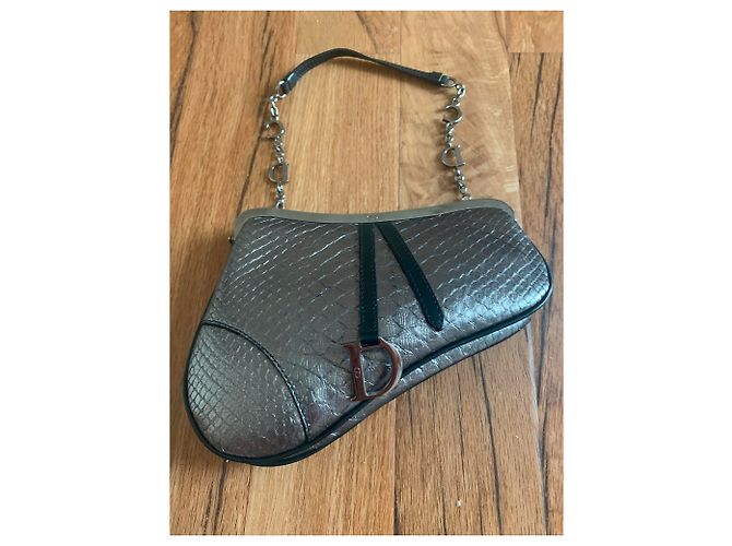 Christian Dior Python Clutch Tasche Grau - Ansicht 8