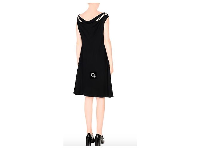 Prada Abendkleid aus schwarzem Satin - Ansicht 3