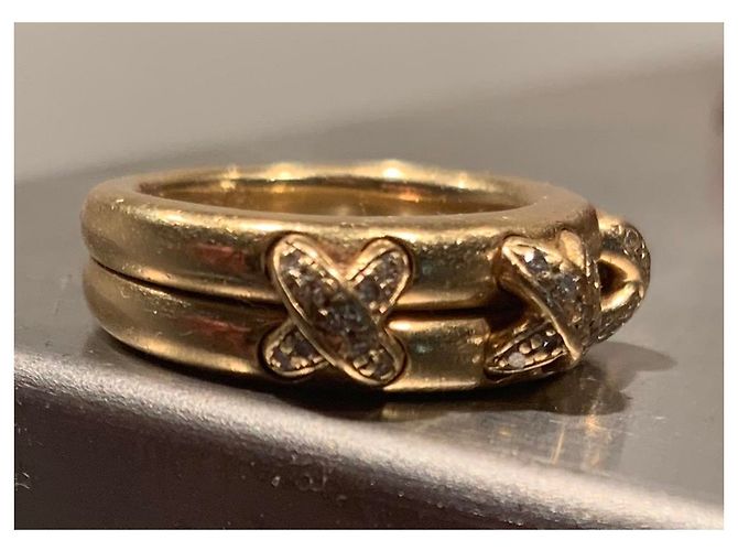 Chaumet 3 Diamantschliff Link Ring Gelbgold Größe 51 Golden - Ansicht 6