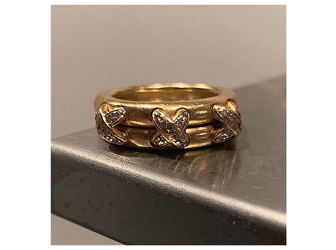 Chaumet 3 Diamantschliff Link Ring Gelbgold Größe 51 Golden - Ansicht 8