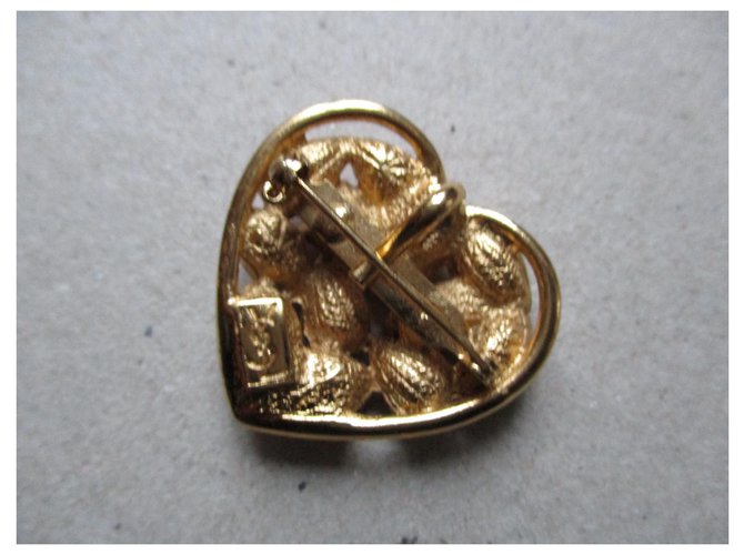 Yves Saint Laurent Spilla a cuore d'oro, pietre rosa. - vista 3