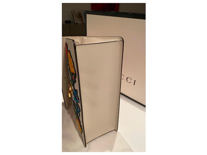 Gucci Sylvie Tote Bag Weiß Leder mit Blumenprägung - Ansicht 4