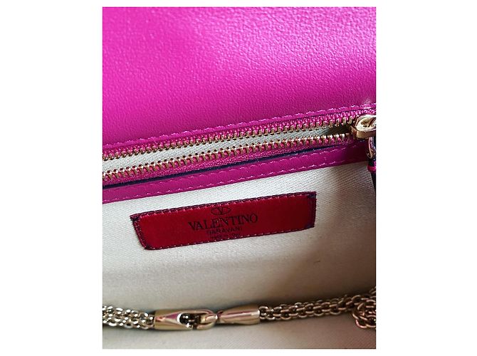 Borsa a tracolla Valentino Rockstud in pelle fucsia Fuschia - vista 2