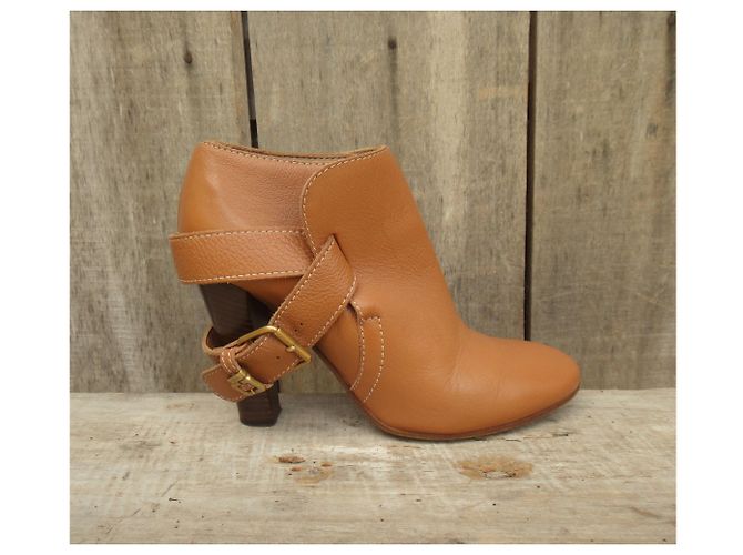 Botines Chloé de cuero marrón claro 39 - vista 4