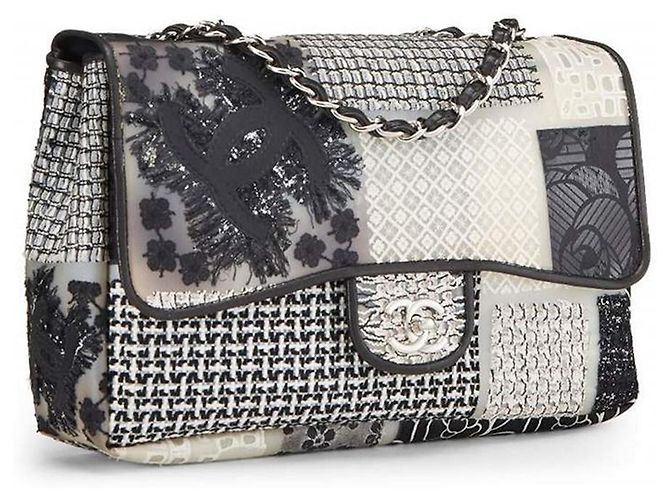 Timeless Chanel Classic Jumbo nuovo in patchwork di PVC, pelle e tweed Multicolore - vista 4