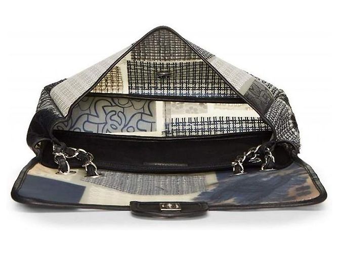 Timeless Chanel Classic Jumbo nuovo in patchwork di PVC, pelle e tweed Multicolore - vista 9