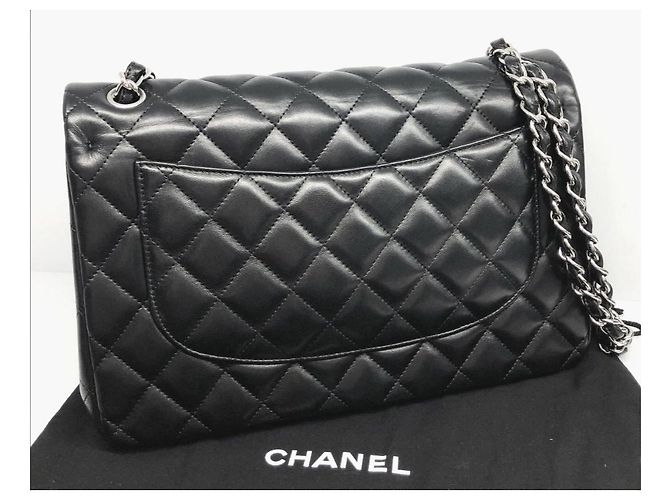 Timeless Chanel Borsa classica jumbo in pelle di agnello nera Nero - vista 3