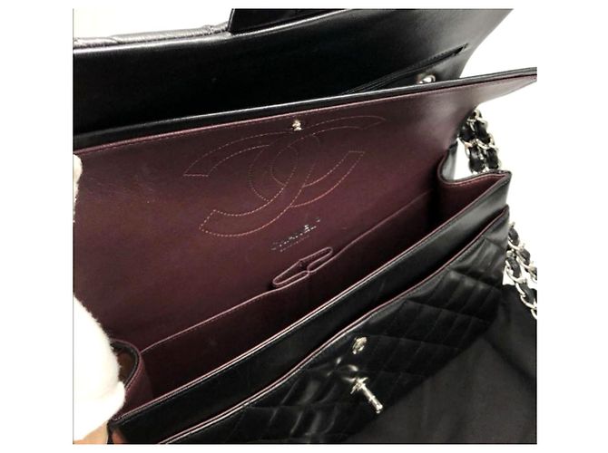 Timeless Chanel Borsa classica jumbo in pelle di agnello nera Nero - vista 5