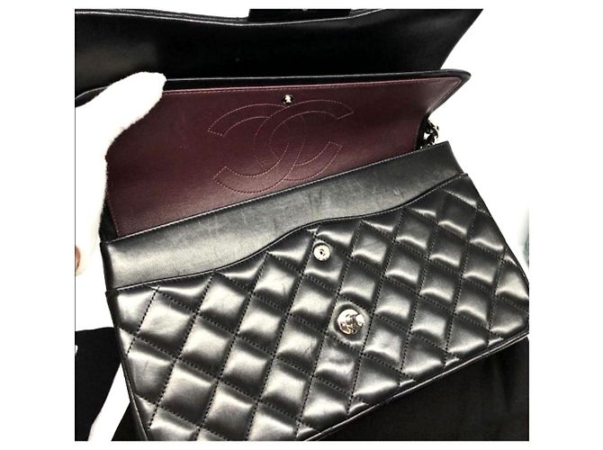 Timeless Chanel Borsa classica jumbo in pelle di agnello nera Nero - vista 6