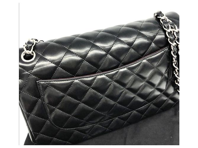 Timeless Chanel Borsa classica jumbo in pelle di agnello nera Nero - vista 7