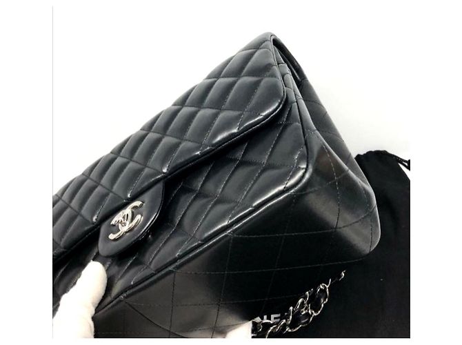 Timeless Chanel Borsa classica jumbo in pelle di agnello nera Nero - vista 9