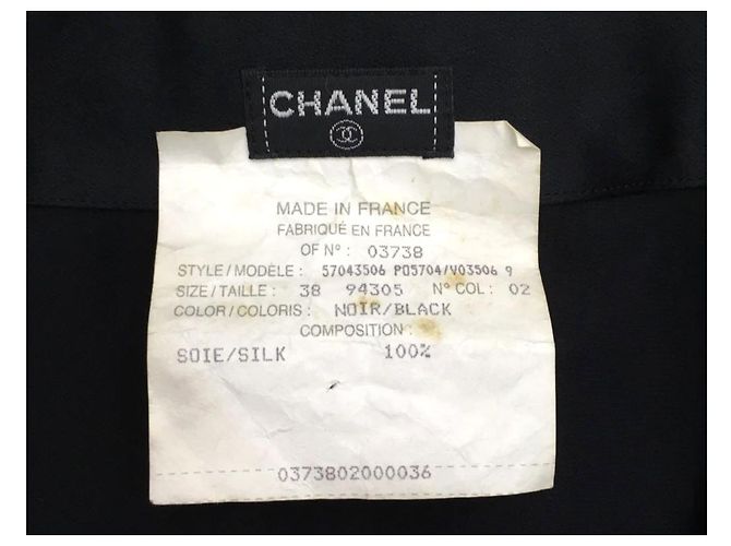 Camicetta Chanel in camicetta di seta nera con bottoni di perle FR38 Nero - vista 6