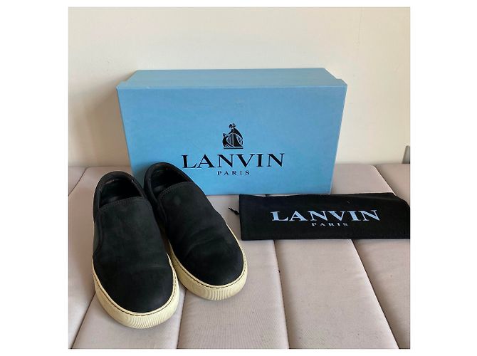 Sneakers Lanvin in camoscio blu scuro Blu navy - vista 5