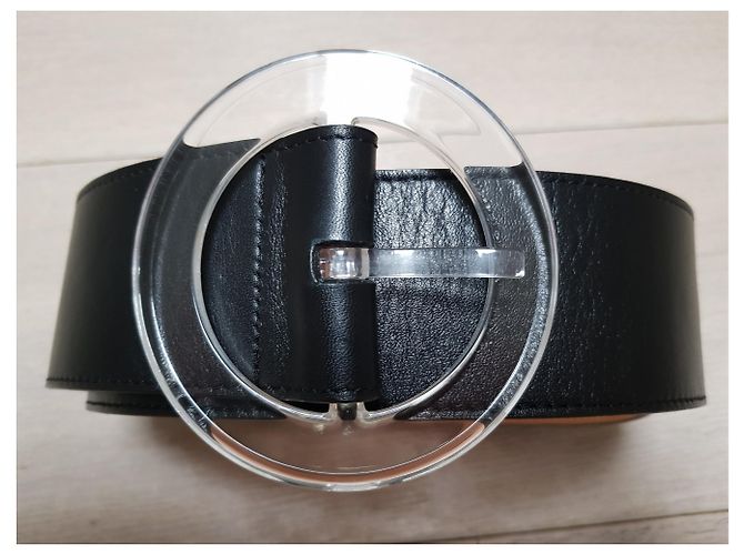 Jean Paul Gaultier Ledergürtel Schwarz mit Plexiglass Schnalle - Ansicht 5