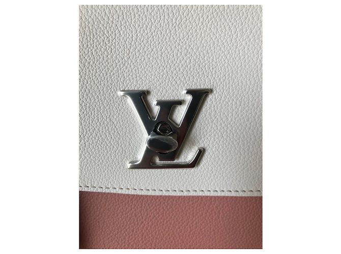 Bolso de mano Louis Vuitton Lockme Ever Cuero Negro Rosa Blanco - vista 2