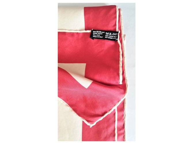 Autre Marque Foulard en soie Celine Bleu Marine Rouge Beige Multicolore - vue 3