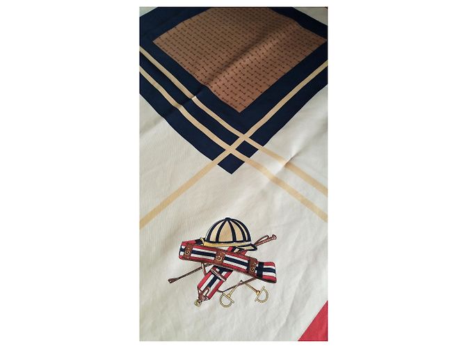 Autre Marque Foulard en soie Celine Bleu Marine Rouge Beige Multicolore - vue 5
