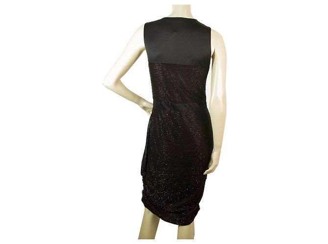 Pinko Mini vestido de tul drapeado drapeado sin mangas completamente negro sz 44 - vista 2
