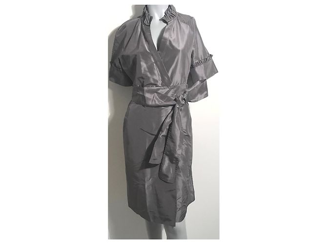 Diane Von Furstenberg Wickelkleid aus Seide Grau Silber - Ansicht 18