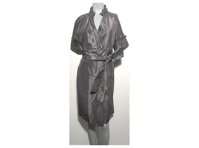 Diane Von Furstenberg Wickelkleid aus Seide Grau Silber - Ansicht 19