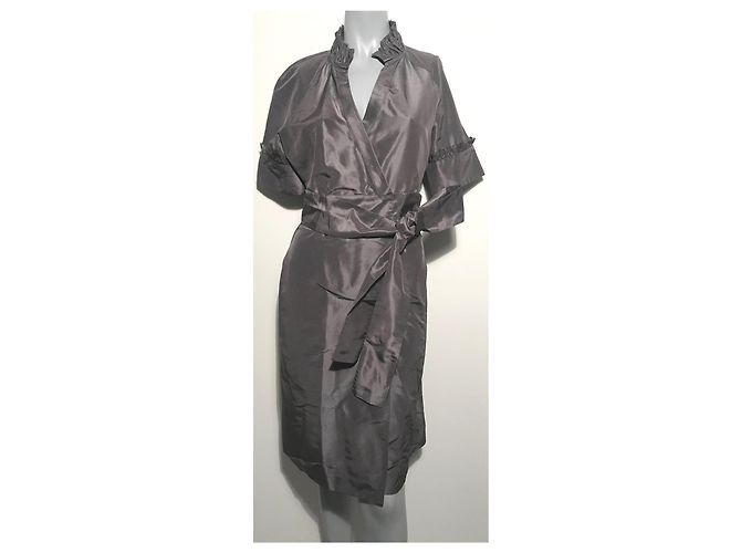 Diane Von Furstenberg Wickelkleid aus Seide Grau Silber - Ansicht 2