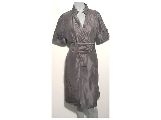 Diane Von Furstenberg Wickelkleid aus Seide Grau Silber - Ansicht 9