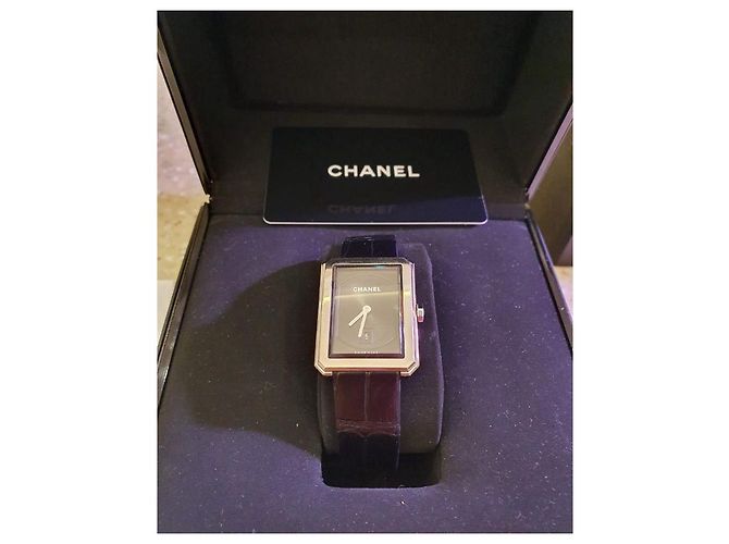 Chanel BoyFriend Alligator Uhr Schwarz Silber - Ansicht 2
