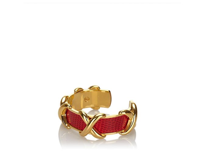 Hermès Hermes Rotes Leder Logo Armband Golden - Ansicht 2