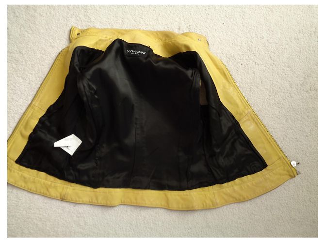 Dolce & Gabbana Biker Lederjacke Gelb - Ansicht 3