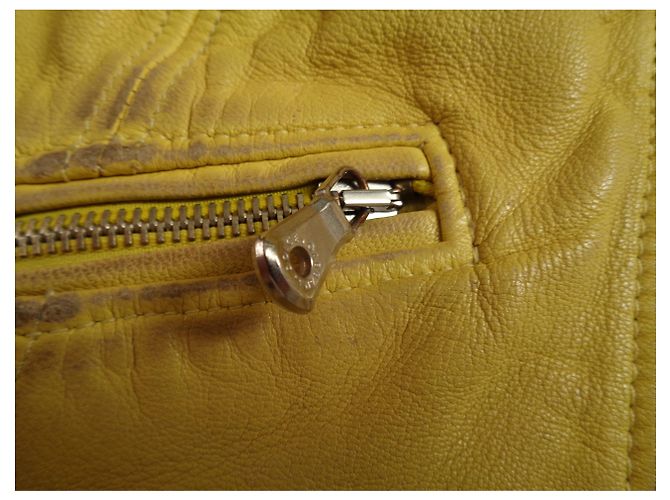 Dolce & Gabbana Biker Lederjacke Gelb - Ansicht 6