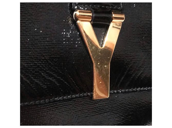 Borsa a mano Saint Laurent in pelle nera e oro Nero - vista 2