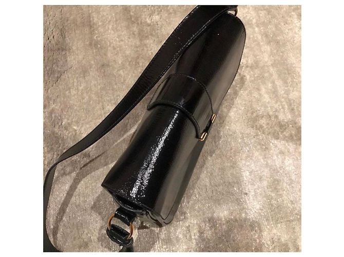 Borsa a mano Saint Laurent in pelle nera e oro Nero - vista 3