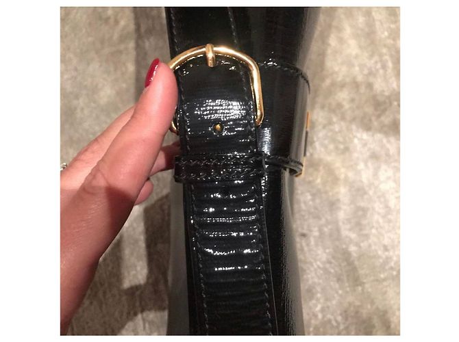Borsa a mano Saint Laurent in pelle nera e oro Nero - vista 4