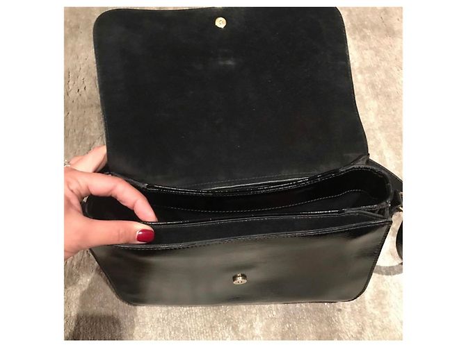 Borsa a mano Saint Laurent in pelle nera e oro Nero - vista 6