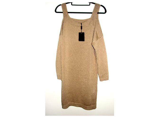 Massimo Dutti Strickkleid in Gold Golden Metallisch - Ansicht 4