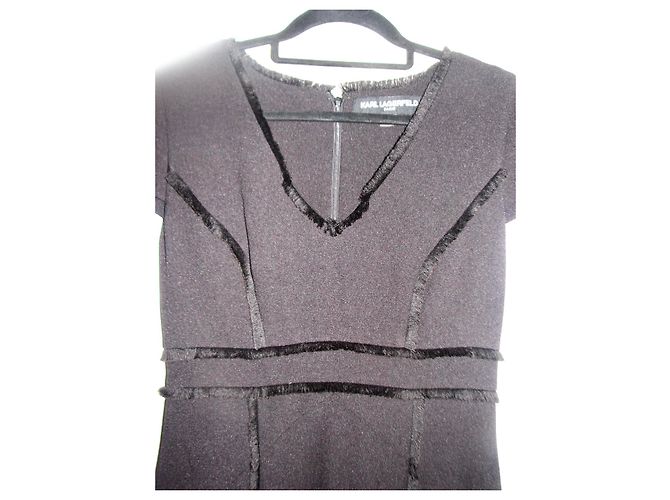 Karl Lagerfeld schwarzes Kleid mit Fransen - Ansicht 5