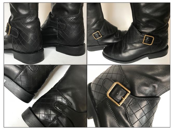 Chanel stivali con logo CC e dettaglio trapuntato Nero - vista 13