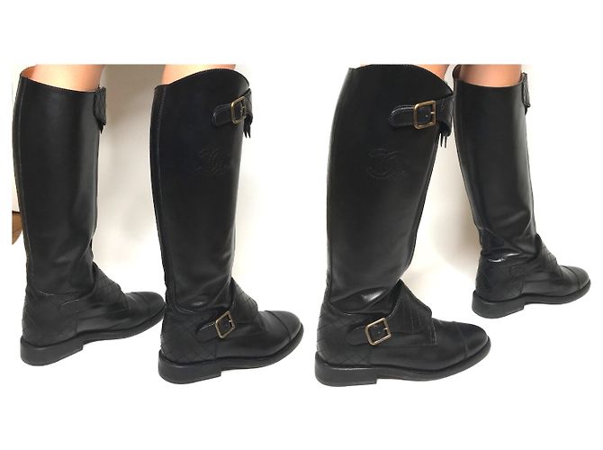 Chanel stivali con logo CC e dettaglio trapuntato Nero - vista 5