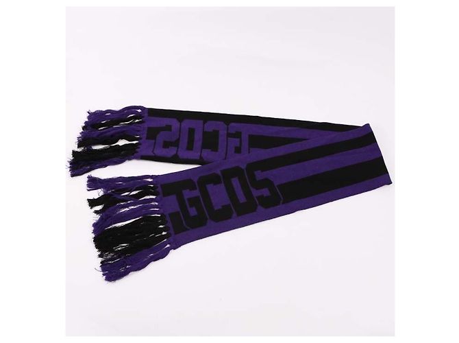 Sciarpa GCDS in lana con logo nero e viola Porpora - vista 2