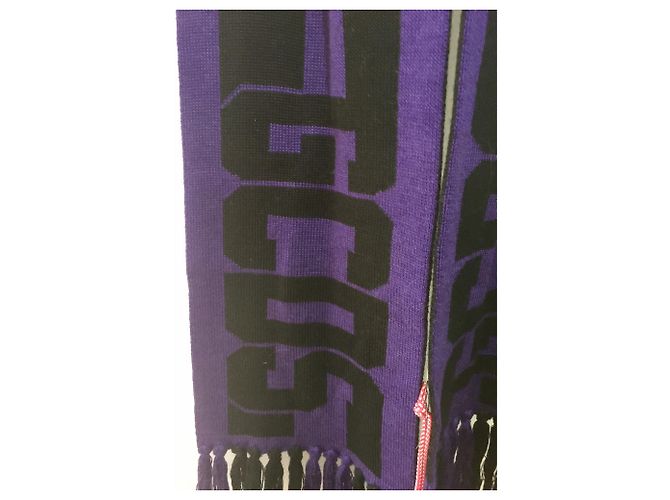 Sciarpa GCDS in lana con logo nero e viola Porpora - vista 4