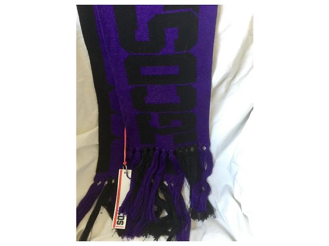 Sciarpa GCDS in lana con logo nero e viola Porpora - vista 6