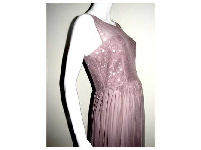 Vera Wang Abito da sera con tulle e paillettes Rosa Porpora - vista 5