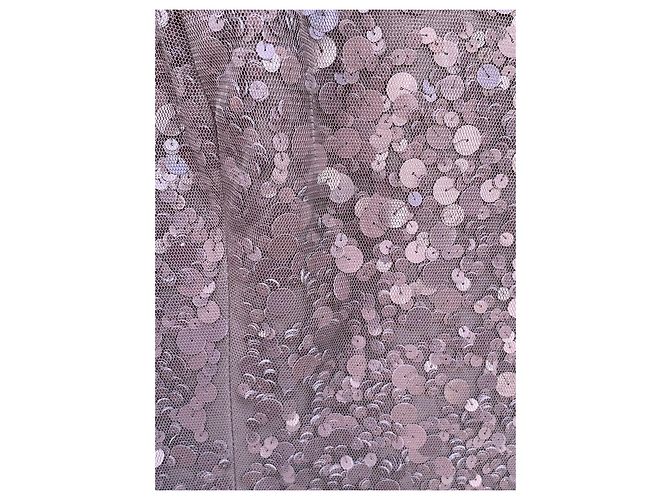 Vera Wang Abito da sera con tulle e paillettes Rosa Porpora - vista 9